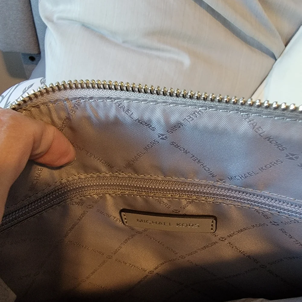 Michael Kors Metallic Silver and White Tote NWT